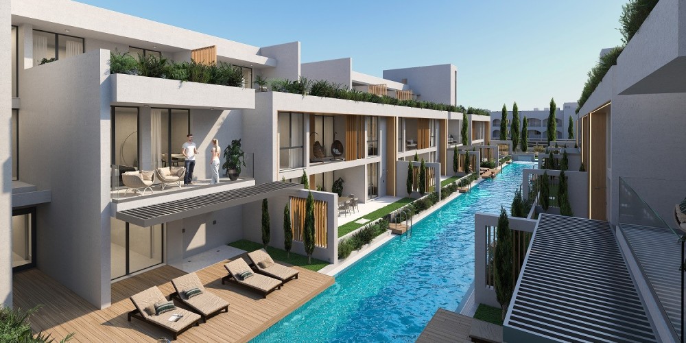 Apartments in a gated holiday complex with a canal-style swimming pool in Pyla, Larnaca — photo 2