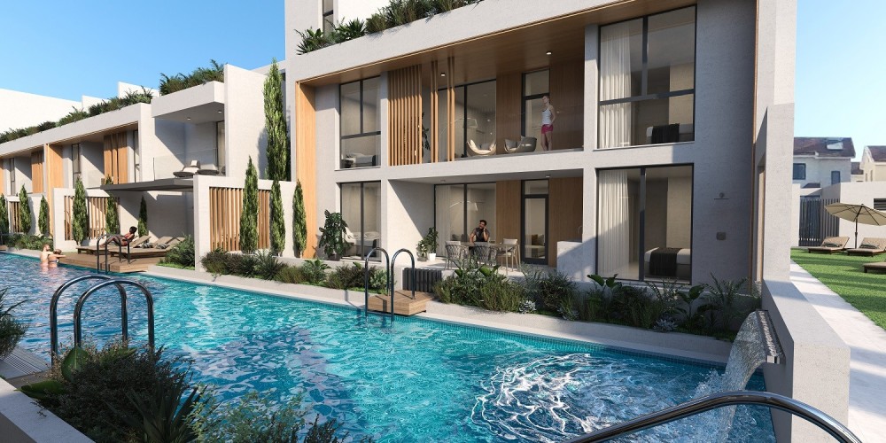 Apartments in a gated holiday complex with a canal-style swimming pool in Pyla, Larnaca — photo 4