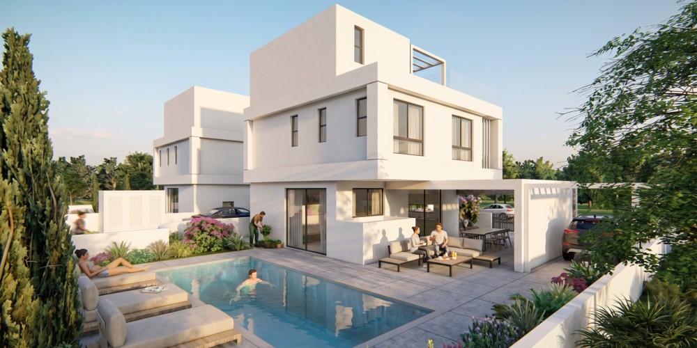 4-bedroom villas with private pools and roof gardens in Pernera, Protaras — photo 1