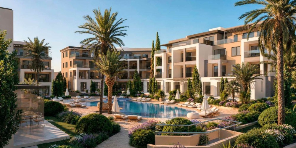 A resort-style gated complex with a communal pool and nature park in Geroskipou, Paphos — photo 1