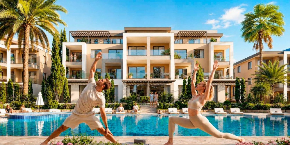 A resort-style gated complex with a communal pool and nature park in Geroskipou, Paphos — photo 4