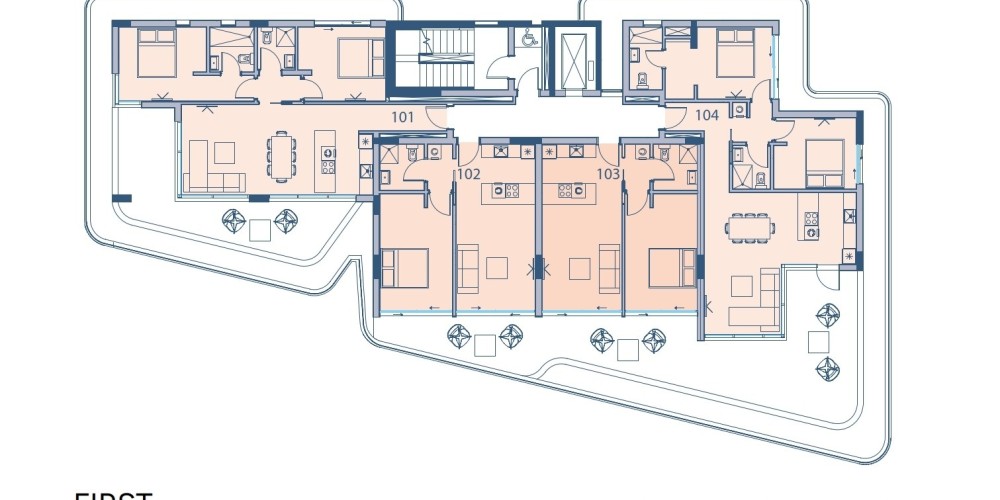 Apartments with roof gardens near the beach in Germasogeia, Limassol — floor plan 2