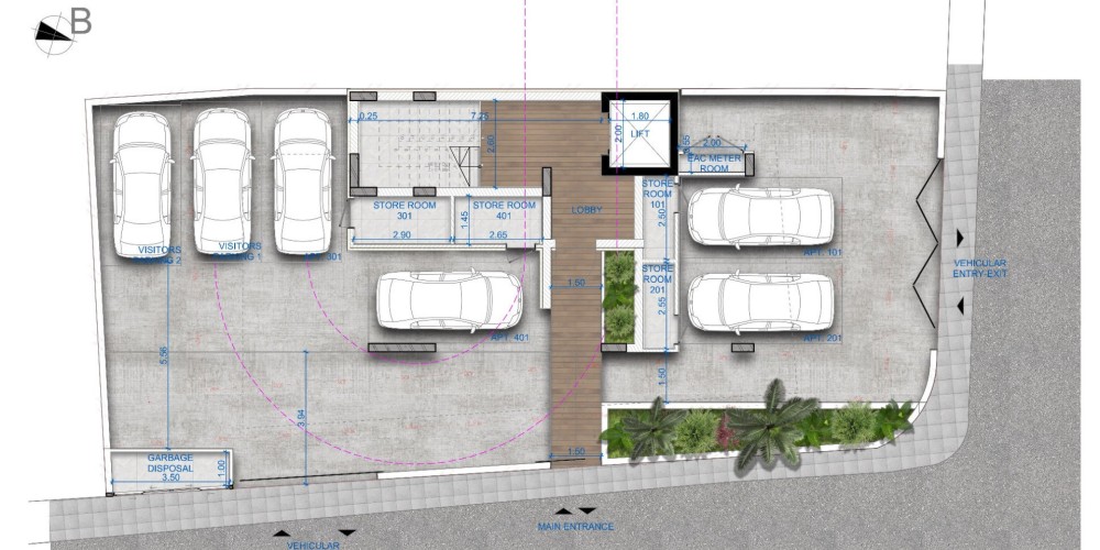Investment plot with a project for an apartment building in Agia Zoni, Limassol — floor plan 1