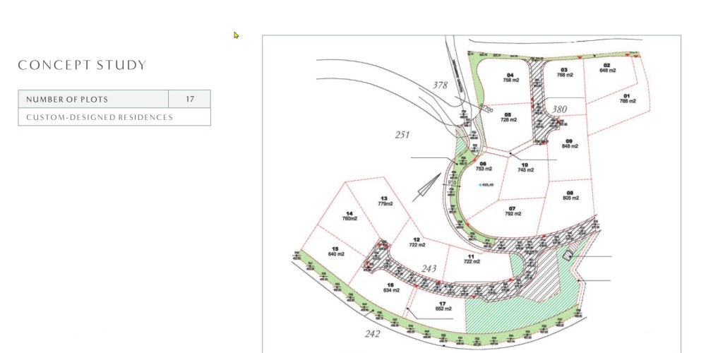 Hillside plot with panoramic sea views next to the golf course in Tsada, Paphos — floor plan 1