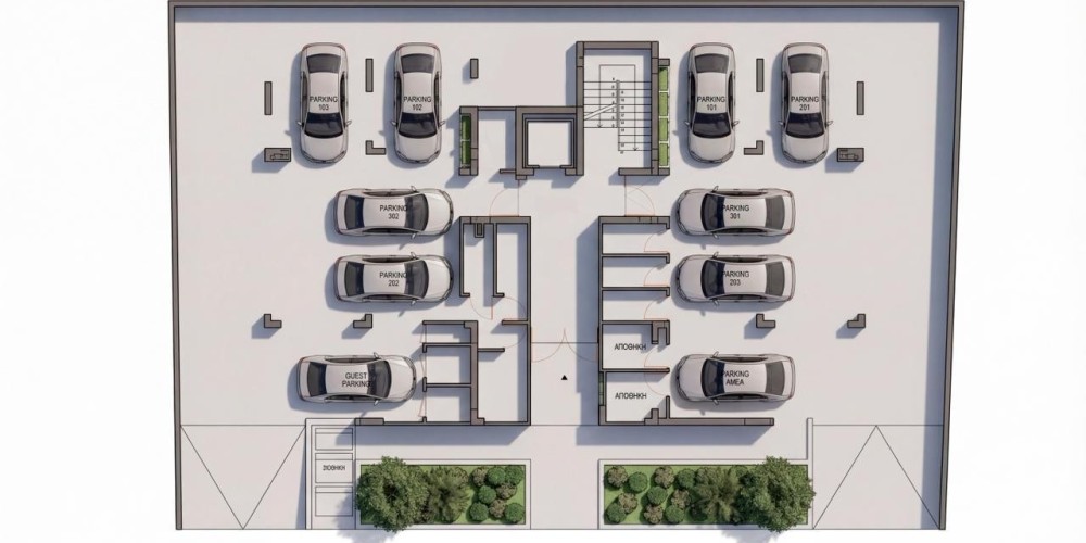 Apartments with solar panels and roof gardens in Aradippou, Larnaca — floor plan 1