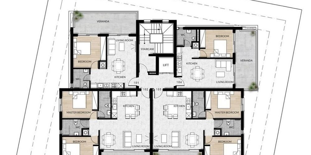 Apartments with photovoltaic panels and roof-garden penthouses in Zakaki, Limassol — floor plan 2