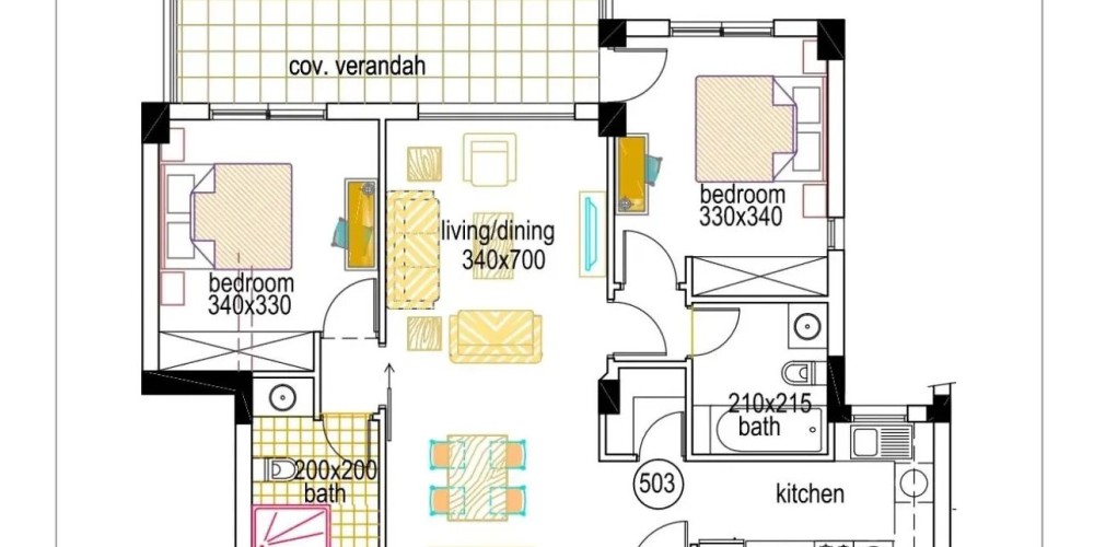 2-bedroom apartment in a gated complex with concierge service in Universal, Paphos — floor plan 2