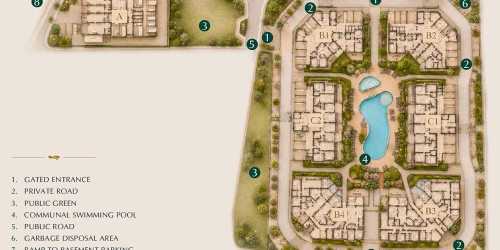 A resort-style gated complex with a communal pool and nature park in Geroskipou, Paphos — floor plan 3