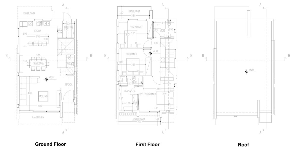 Отдельно стоящие виллы с тремя спальнями в Герoskипу, Пафос — floor plan 2