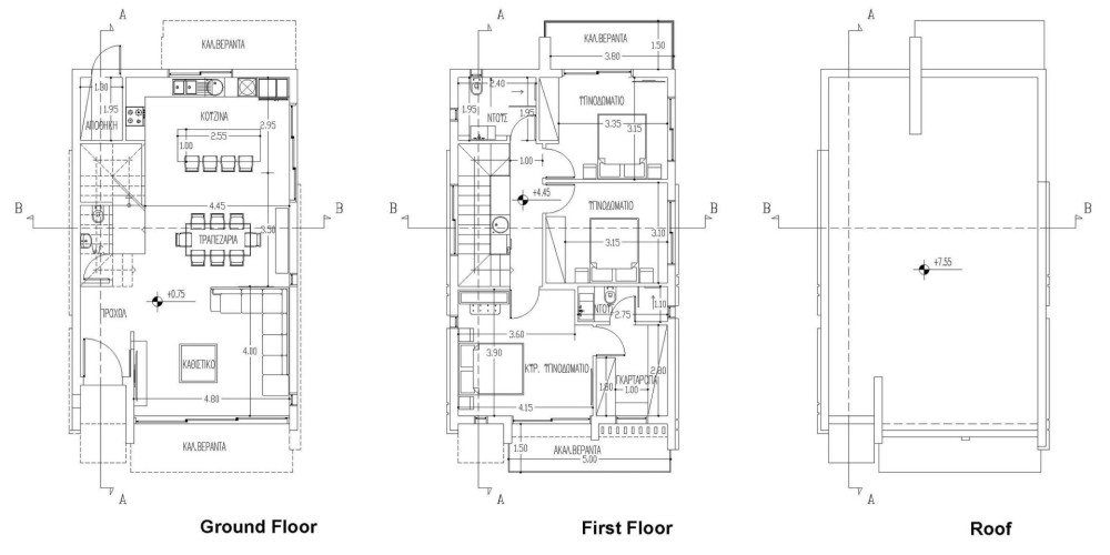 Отдельно стоящие виллы с тремя спальнями в Герoskипу, Пафос — floor plan 3