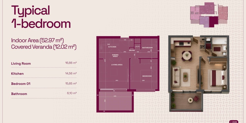 A residential complex with a private landscaped garden and communal swimming pool in Paphos — floor plan 2