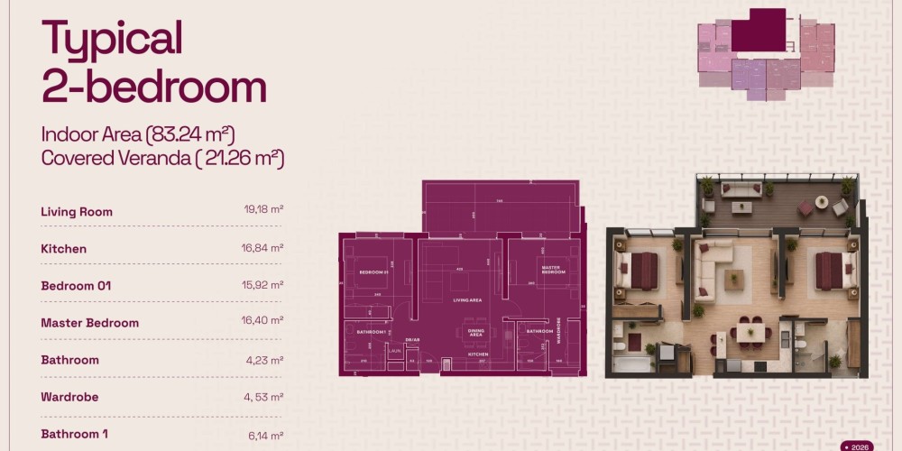 A residential complex with a private landscaped garden and communal swimming pool in Paphos — floor plan 4