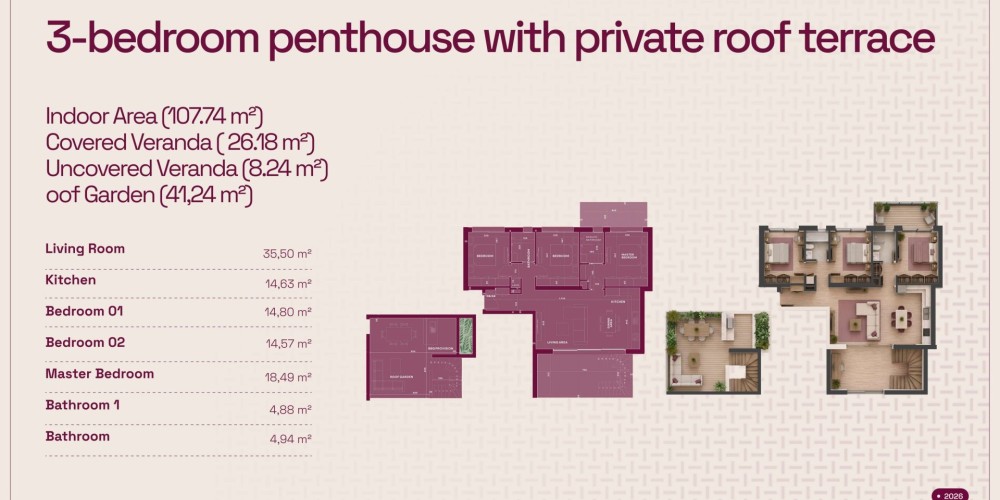 A residential complex with a private landscaped garden and communal swimming pool in Paphos — floor plan 9