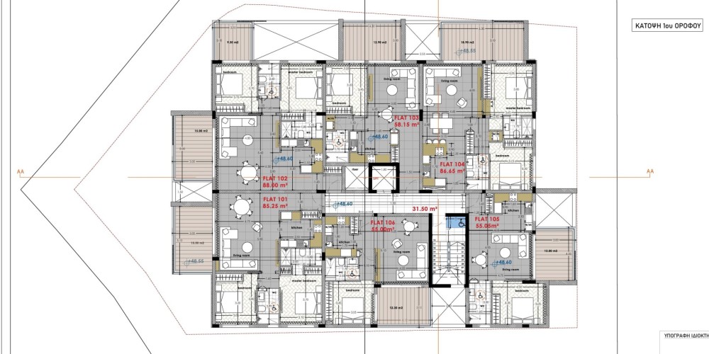 A family-friendly residential complex with green spaces and a playground in the central part of Limassol — floor plan 3