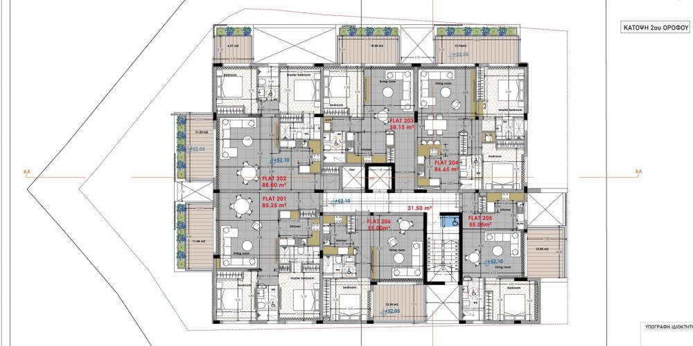 A family-friendly residential complex with green spaces and a playground in the central part of Limassol — floor plan 4