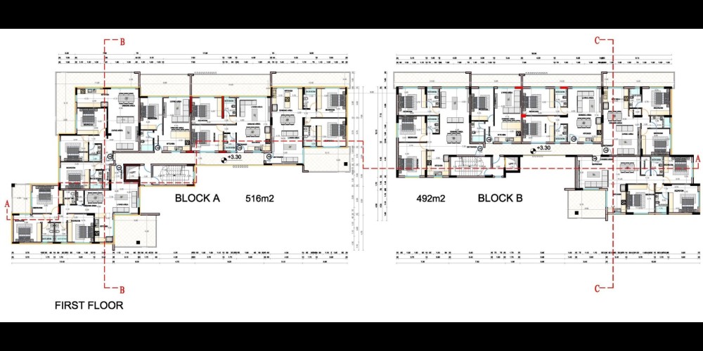 Apartments with sea and city views, communal pool in  Paphos central location — floor plan 2