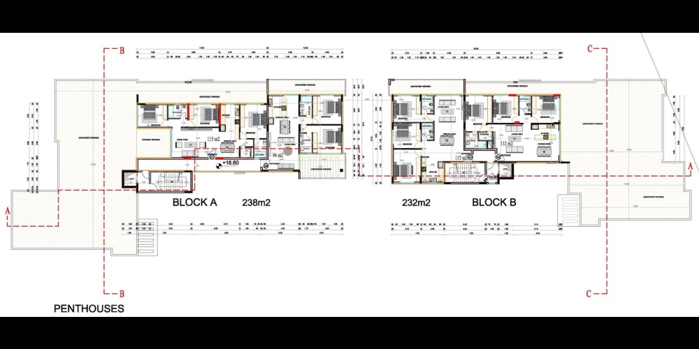 Apartments with sea and city views, communal pool in  Paphos central location — floor plan 7