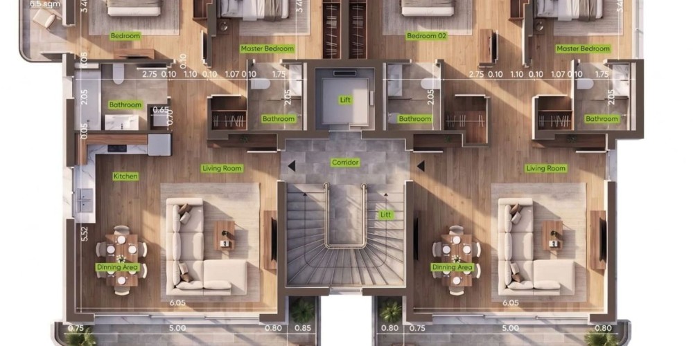 Centrally located apartments in Limassol with a communal swimming pool — floor plan 1