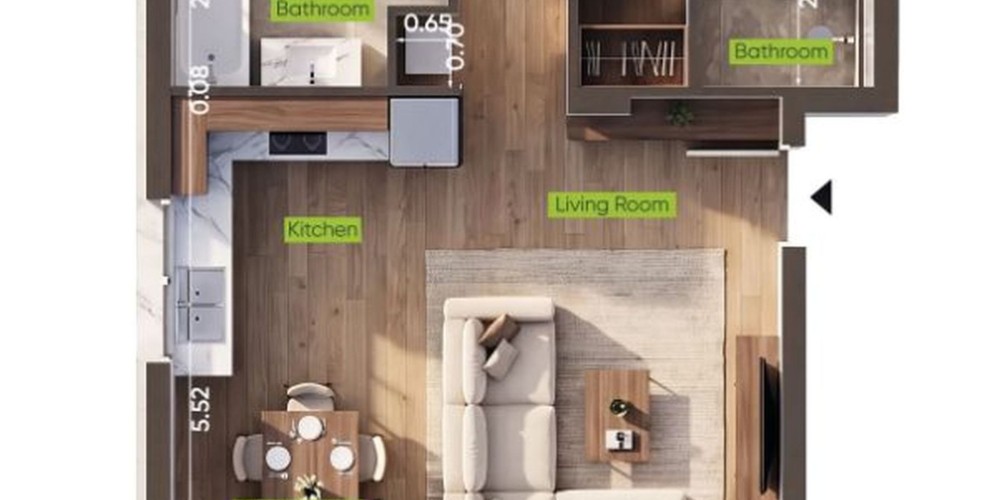 Centrally located apartments in Limassol with a communal swimming pool — floor plan 2